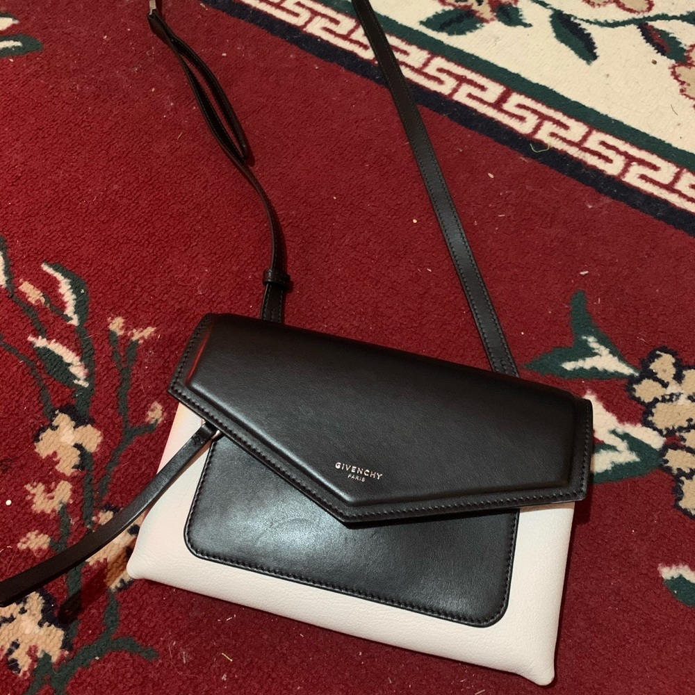 Givenchy Calfskin Duetto Crossbody Bag White Black